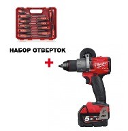 Аккумуляторная ударная дрель-шуруповерт Milwaukee M18 FPD2-501X FUEL + набор отверток (12 шт.). Купить в Бресте.